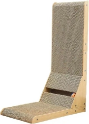 Tiragraffi angolare per gatti con giocattolo