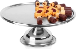 Plateau à gâteau en acier inoxydable sur pied 33 cm