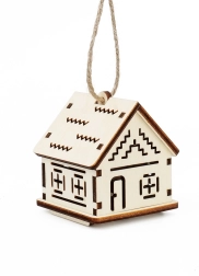 The Magic of Wood small house with zigzag patterns and LED candle