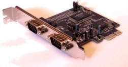 Controller PCIe med 2× RS‑232 fra Unitek