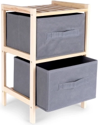 Houten grijze kast met twee lades 46 cm