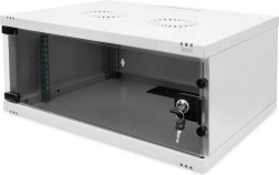 Armoire réseau murale 19" 4U DIGITUS, 241 × 540 × 400 mm, porte en verre, gris, non assemblée