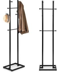 Staande metalen kapstok 175 cm met 8 haken, zwart, ModernHome