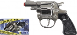 Police metal cap revolver, silver (8 shots)