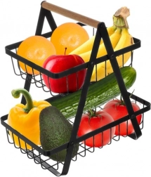 Two-tier metal fruit and vegetable basket RUHHY, matte black