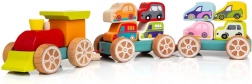 Trein met auto's houten puzzel
