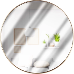 Round wall mirror in a gold frame, 50 cm