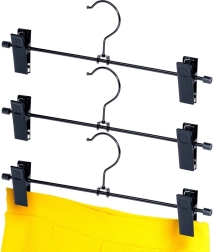 Zwart metalen hanger met klemmen – set van 3 stuks