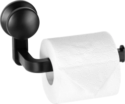 Toiletrolhouder met zuignap, zwart, 16,5 cm