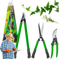 Komplet vrtnih škarij in škarij za živo mejo 3 kosi s torbicami