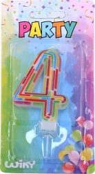 Party cake candle number 4 – stripes