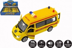 Ambulance – metal-plastic toy car with lights and sounds, 15 cm, pull-back drive