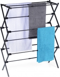 Stendibiancheria verticale telescopico in metallo nero 47–78 × 94 cm