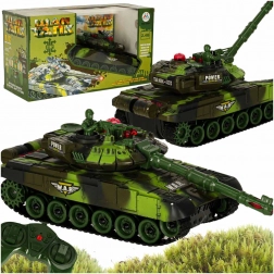 RC military tank with 2.4 GHz remote control in forest camouflage