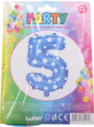 Palloncino gonfiabile numero 5 blu con stelline