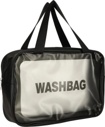 3 darab átlátszó, vízálló kozmetikai táska készlet utazáshoz fekete