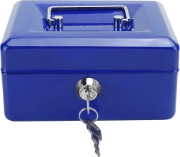 Metal cash box for cash, coins, banknotes and documents with key