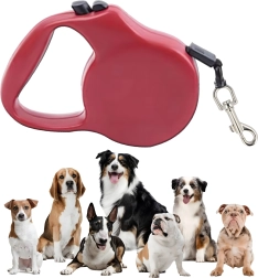Laisse automatique à enroulement pour chiens et chats 5 m avec blocage – rose