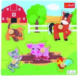 Mini puzzle in legno Fattoria, 5 pezzi