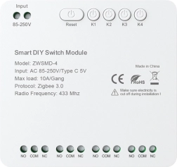 Zigbee 4-channel switching module with volt-free contact AVATTO