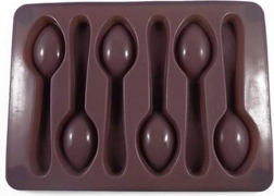 Silicone mold for ice and chocolate – spoons, gray‑brown