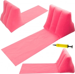 Inflatable beach mat with backrest and pillow – Pink
