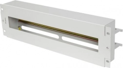 19-inch 3U power distribution panel with DIN TS-35 rail, grey