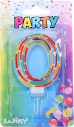 Bougie de fête chiffre 0 avec traits
