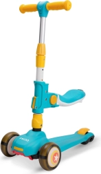 Monopattino per bambini con sedile, blu‑giallo, ruote luminose