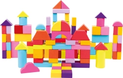 Blocchi da costruzione in legno nel secchiello – 100 pz, nuovi colori