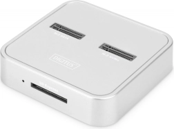 Docking station da tavolo per SSD M.2 NVMe e M.2 SATA con lettore SD Express, USB‑C, argento