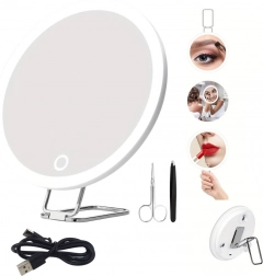 30× Magnifying Makeup Mirror with LED Lighting and Accessories