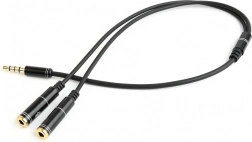 Audioadapter 3,5 mm 4-pin til 2× 3,5 mm (hovedtelefoner + mikrofon), 0,2 m