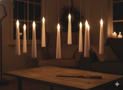 10 darab függő LED gyertya varázspálcával, 1,5 × 15,5 cm