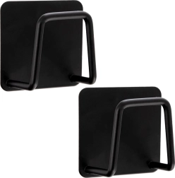 Self-adhesive black hooks 4.8 × 4.8 cm, set of 2