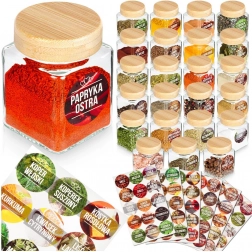 Glass Spice Jars 100 ml, 24 pcs + 90 Labels