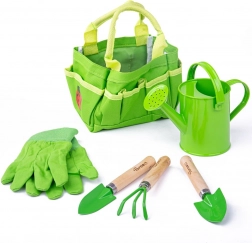 Set da giardinaggio per bambini in borsa di tela BIGJIGS TOYS – verde