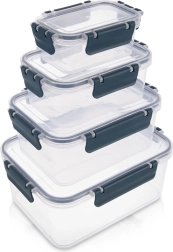 Set di contenitori per alimenti con coperchio e guarnizione, 4 pz