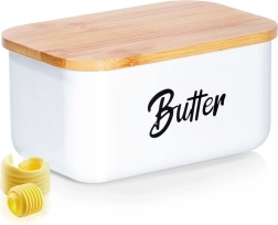 Beurrier en acier blanc avec couvercle en bambou Vilde