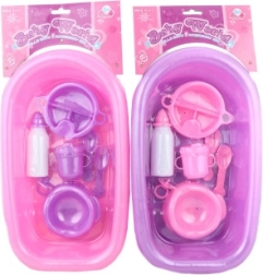 Plastic badje voor poppen met accessoireset