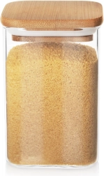Bocal en verre pour aliments secs avec couvercle en bambou et joint, 1,1 l