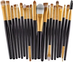 Sada make-up štětců 20 ks se syntetickým vlasem a pouzdrem