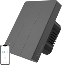Interruttore a parete wifi smart sonoff m5, 3 canali, da incasso, grafite
