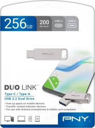 PNY Duo Link USB 3.2 flashdrev 256 GB (USB‑C + USB‑A)