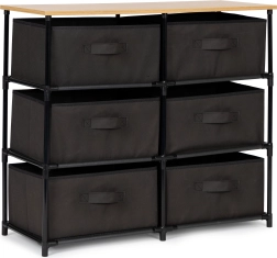 Tekstil opbevaringsskab med 6 skuffer, grå