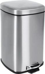 Square stainless steel pedal bin 20 l