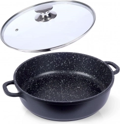 Granite pan with glass lid GRANDE 28 cm