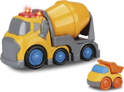 Kiddy betonmixerauto met effecten en mini kiepwagen