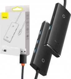 Adattatore USB-C Baseus OS-Lite con 4 porte USB 25 cm nero