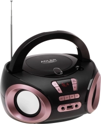 Boombox portatile con cd/mp3 e radio fm adler ad 1181, nero-rame